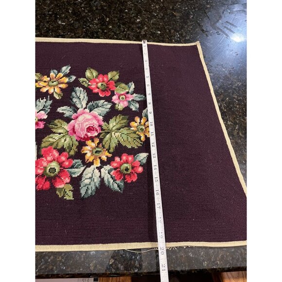 Floral Needlepoint Piece for Framing, Chair Stool Cover, Pillow - Picture 4 of 6